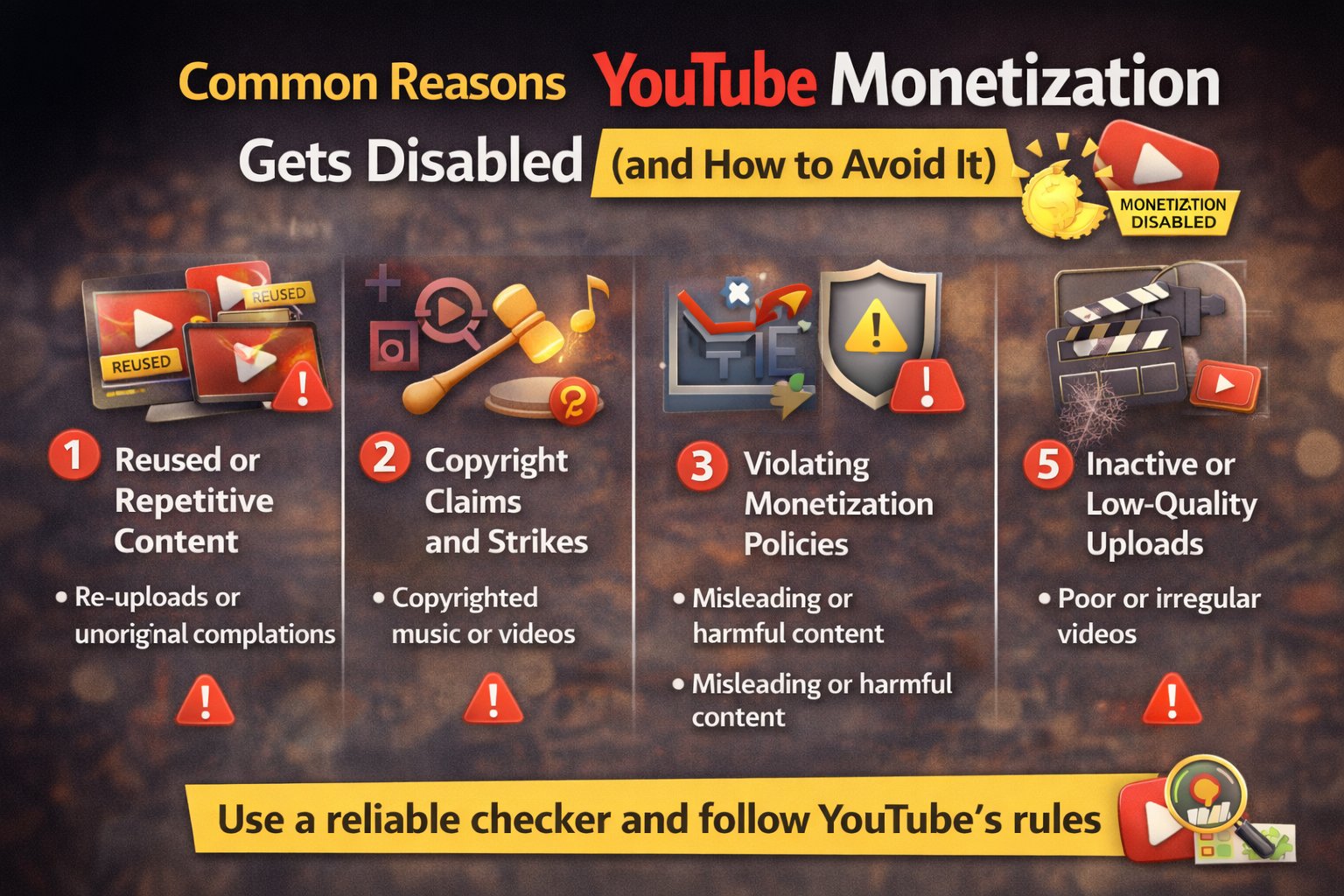 Common reasons YouTube monetization gets disabled and how to avoid them